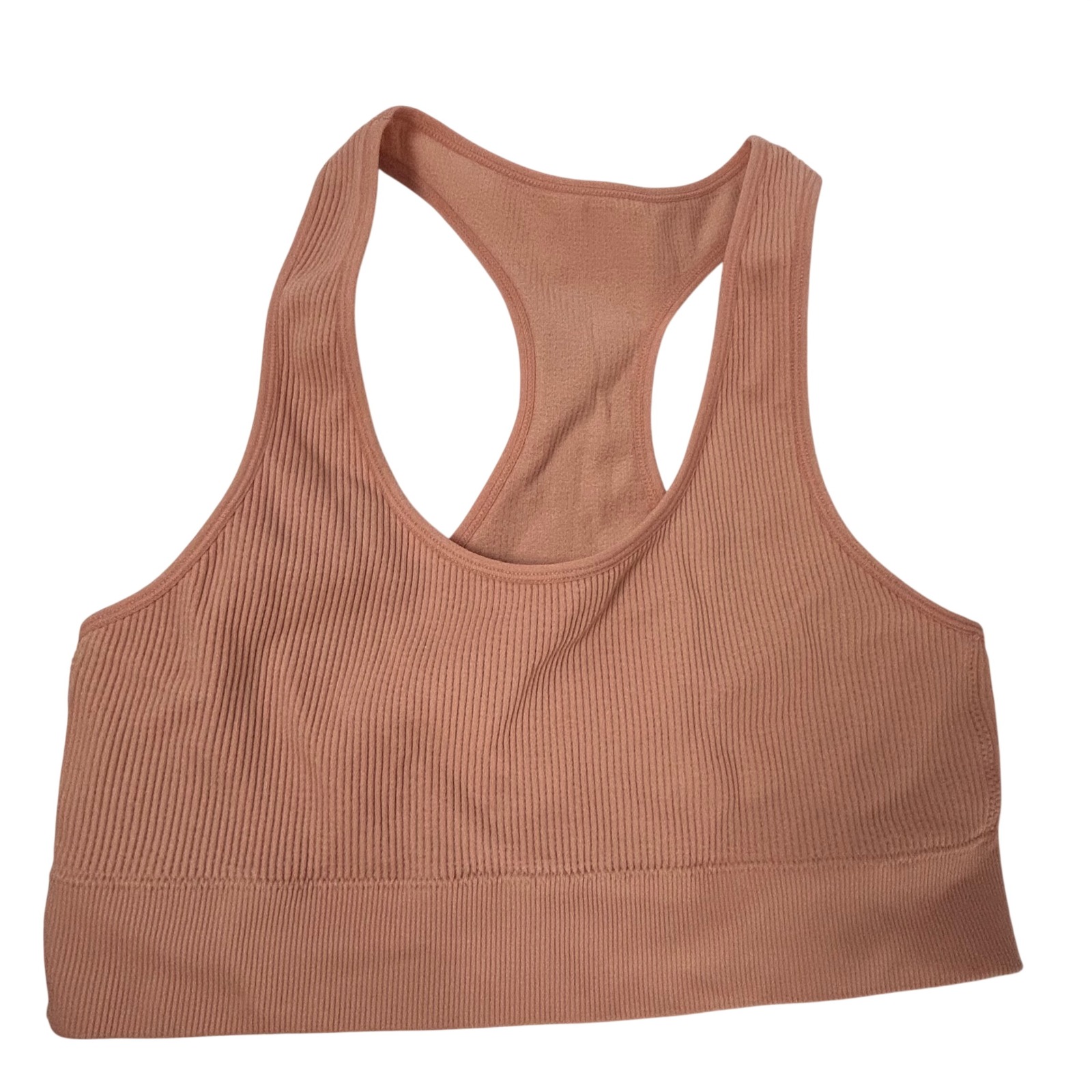 Honeydew Ribbed Racerback Sports Bra Pinkish Peach Xl Seamless Activewear